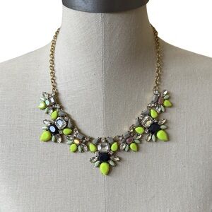 J. Crew Gold and Neon Yellow Floral Necklace